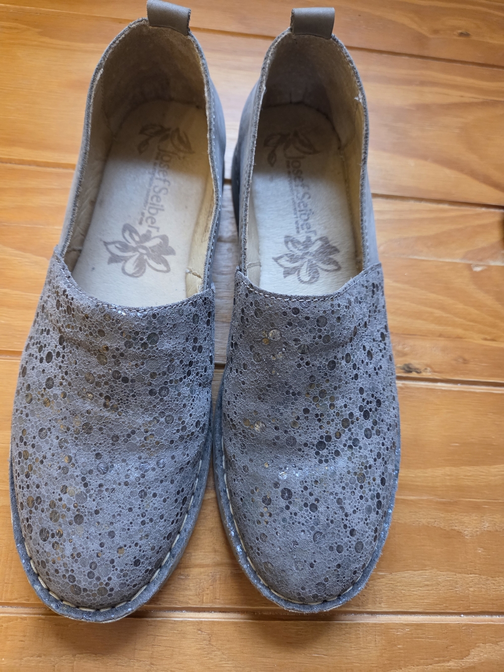 Josef Seibel Gray Perforated Slip-On Loafers